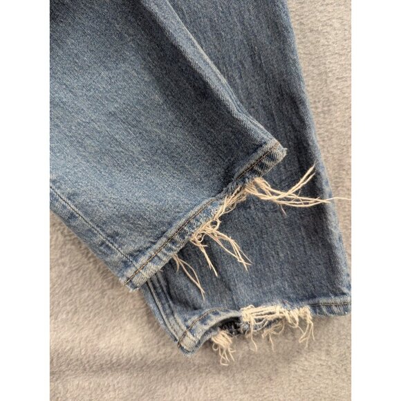 Abercrombie Fitch Jeans Womens Size 2 Blue Distressed '90s Straight High Rise - Picture 5 of 16